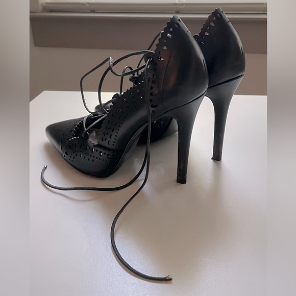 Zara Black Lace Up Heels - Picture 3 of 6